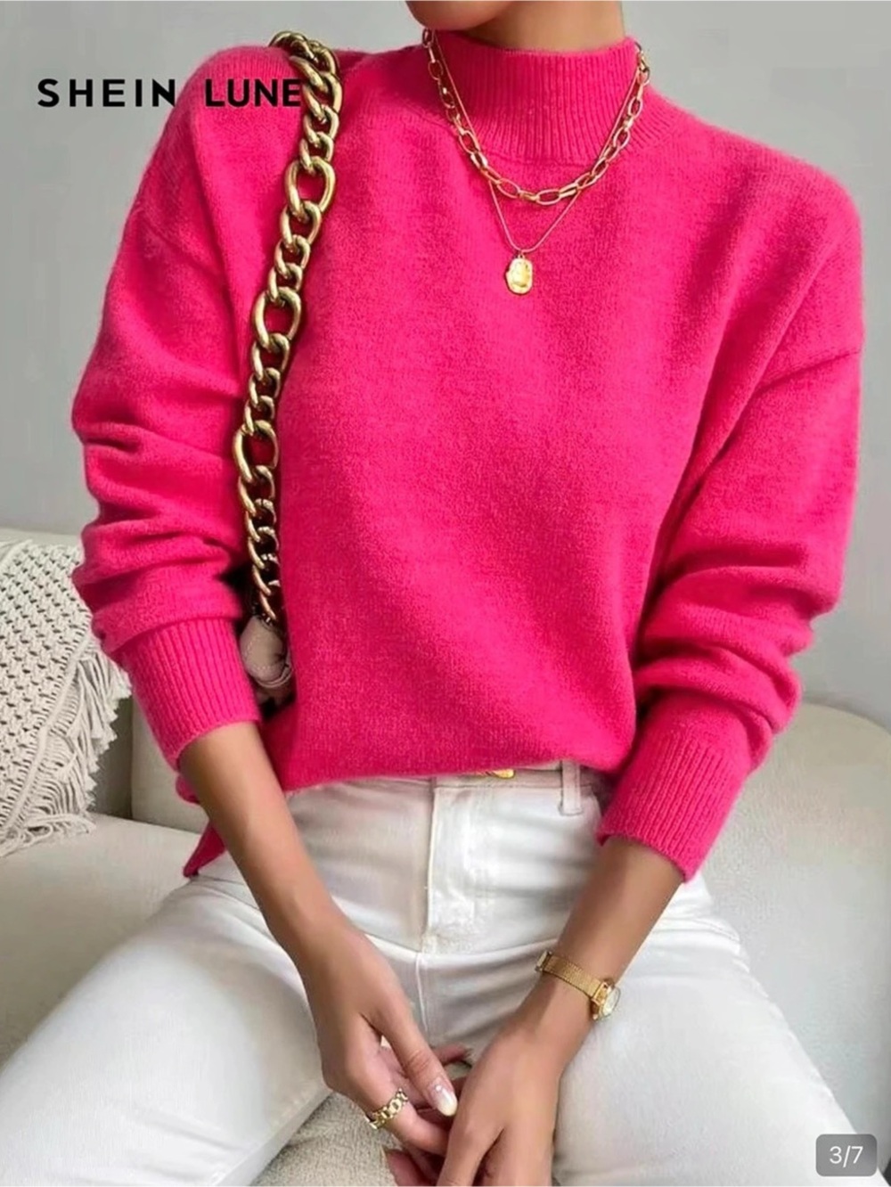 SHEIN Crewneck Sweater in Pink Size Medium Like New